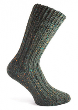 Donegal Socken dunkelgrün gespinkelt -327-